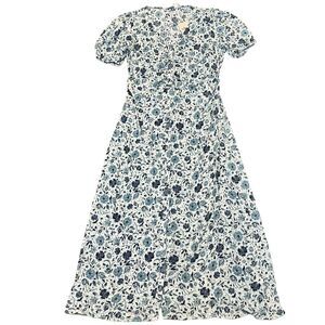 Faherty Blue and White Floral Maxi Dress